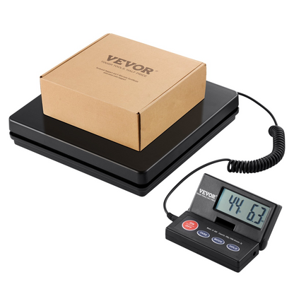 VEVOR Digital Shipping Scale, 110 lbs x 0.07 oz. Heavy Duty Postal Scale with Timer, Tare, Hold Function, 90° Foldable LCD Screen Package Scale for Laggage, Home, Post Office, AC/DC Powered, FCC Liste