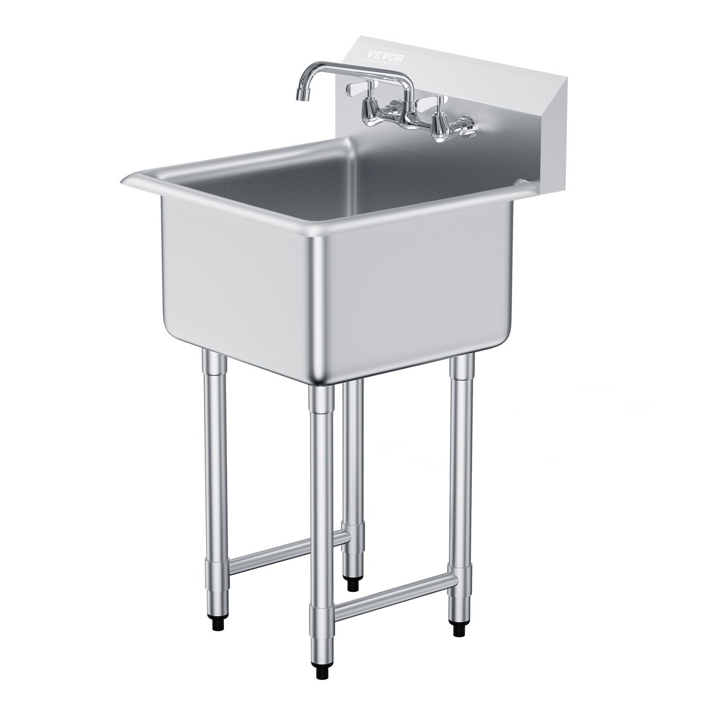 VEVOR Stainless Steel Prep & Utility Sink, 1 Compartment Free Standing Small Sink Include Faucet & legs, 21"x41" Commercial Single Bowl Sinks for Garage, Restaurant, Kitchen, Laundry, NSF Certified