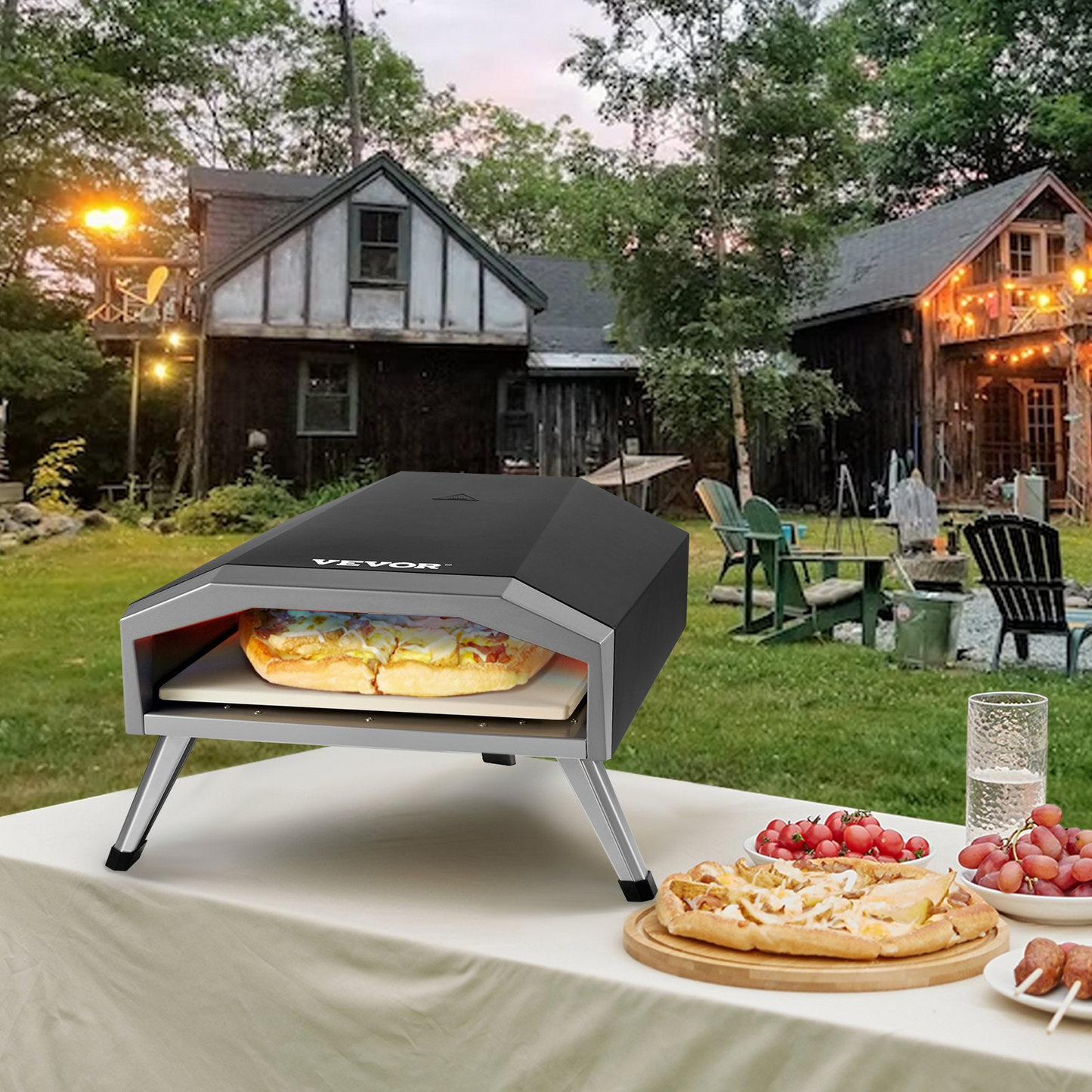 VEVOR Gas Pizza Oven, 13-inch Outdoor Pizza Oven, Thick Stainless Steel Propane Pizza Maker with Pizza Stone, Portable Outside Gas Pizza Grill for Backyard Camping Picnic, CSA Certified