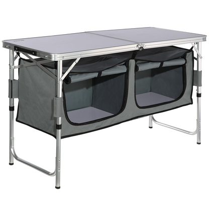 VEVOR Camping Kitchen Table, Quick set-up Folding Camping Table, 3 Adjustable Heights, MDF Camping Table, Ideal for Outdoor Picnics, BBQs, Camping, RV Traveling