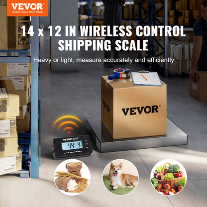 VEVOR Digital Shipping Scale, 49 ft Wireless Control, 440 lbs x 1.7 oz. Postal Scale, with Timer, Tare Function, HD LCD Screen Package Scale for Luggage, Home, Post Office, AC/DC Powered, FCC Listed