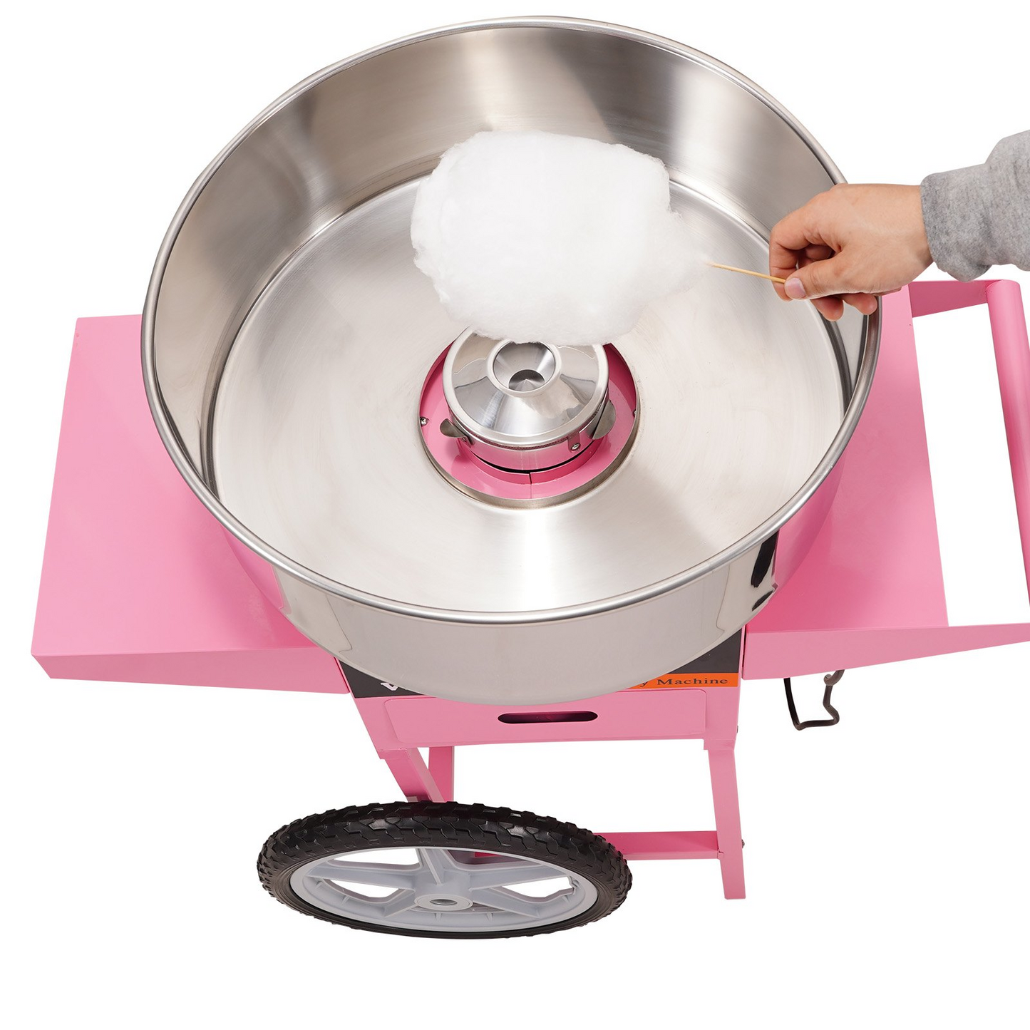 VEVOR Electric Cotton Candy Machine with Cart, 1000W Commercial Floss Maker with Stainless Steel Bowl, Sugar Scoop and Drawer, Perfect for Home, Kids Birthday, Family Party, Pink