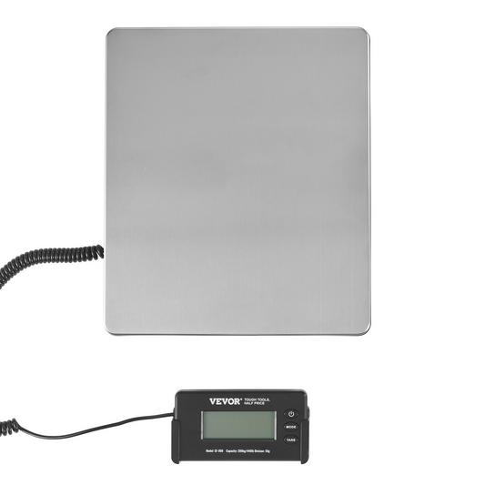 VEVOR Digital Shipping Scale, 440 lbs x 1.7 oz. Heavy Duty Postal Scale with Timer, Tare Function, HD LCD Screen Portable Package Scale for Luggage, Home, Post Office, AC/DC Powered, FCC Listed