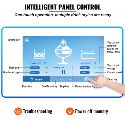 VEVOR Commercial Slushy Machine, 8L / 2.1 Gal Single Bowl, Cool and Freeze Modes, 1050W Stainless Steel Margarita Smoothie Frozen Drink Maker, Slushie Machine for Party Cafes Restaurants Bars Home