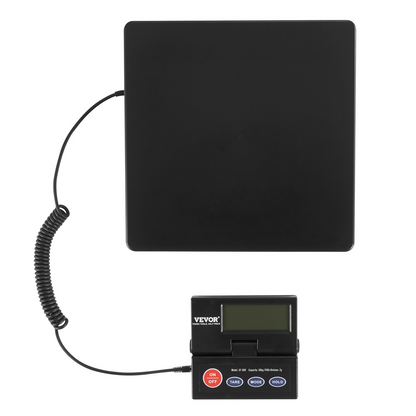 VEVOR Digital Shipping Scale, 110 lbs x 0.07 oz. Heavy Duty Postal Scale with Timer, Tare, Hold Function, 90° Foldable LCD Screen Package Scale for Laggage, Home, Post Office, AC/DC Powered, FCC Liste