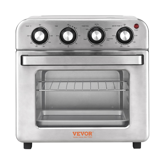 VEVOR 7-IN-1 Air Fryer Toaster Oven, 18L Convection Oven, 1700W Stainless Steel Toaster Ovens Countertop Combo with Grill, Pizza Pan, Gloves, 6 Slices Toast, 10-inch Pizza, Home and Commercial Use