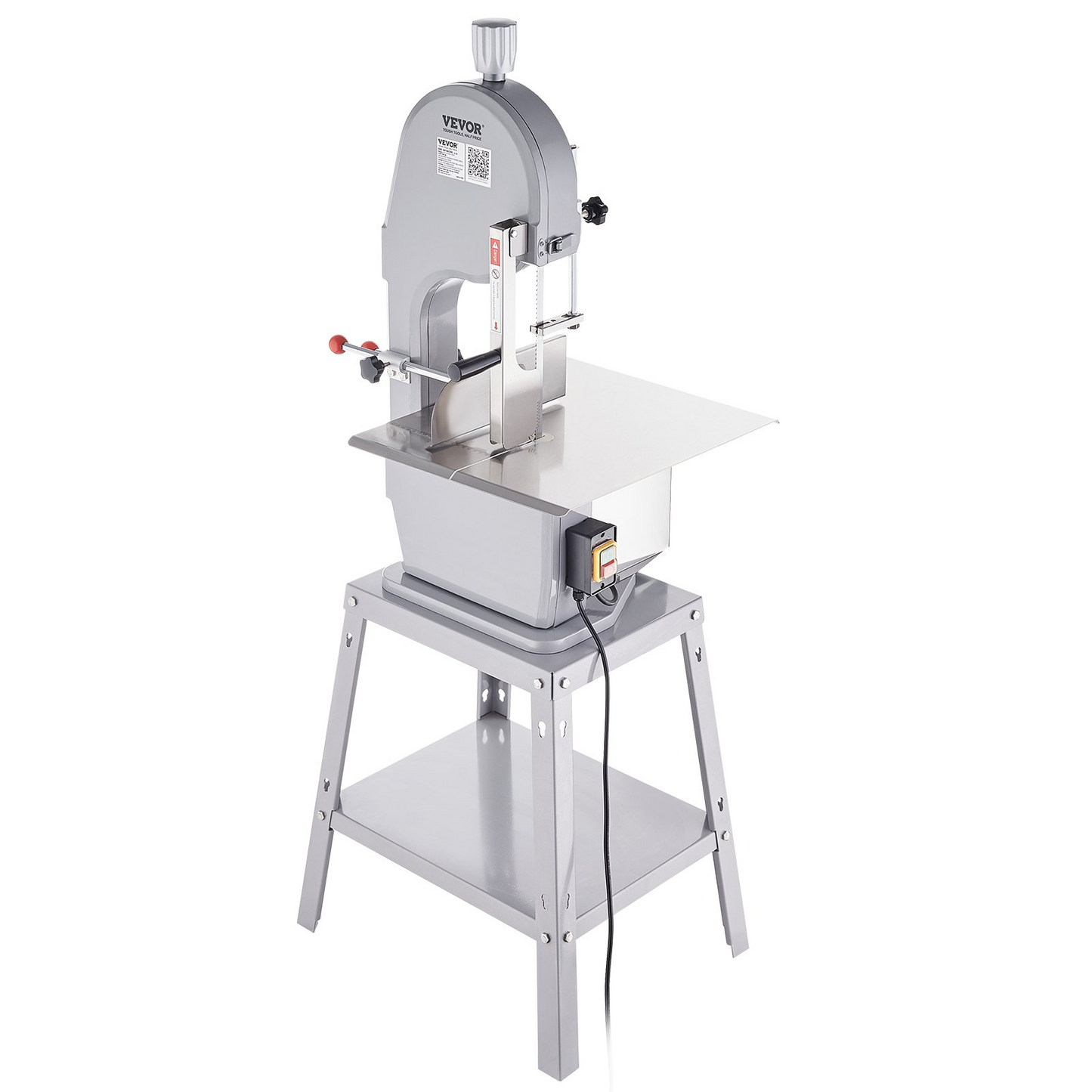 VEVOR Commercial Electric Meat Bandsaw, 1500W Stainless Steel Vertical Bone Sawing Machine, Workbeach 19.3" x 15", 0.16-7.9 Inch Cutting Thickness, Frozen Meat Cutter with 6 Blades for Rib Pork Beef