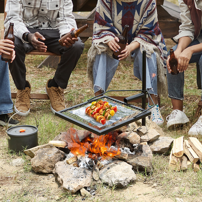 VEVOR Swivel Campfire Grill, Fire Pit Grill Grate over Fire Pits, Heavy Duty Steel Grill Grates, 360° Adjustable Open Fire Outdoor Cooking Equipment, Portable Camp Fire Racks for Camping Outdoor BBQ