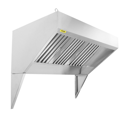 VEVOR Commercial Exhaust Hood, 7FT Food Truck Hood Exhaust, 201 Stainless Steel Concession Trailer Hood with 3 Detachable U-shaped Grid Oil Filter Mesh, Rust Resistant Vent Hood for Kitchen Restaurant