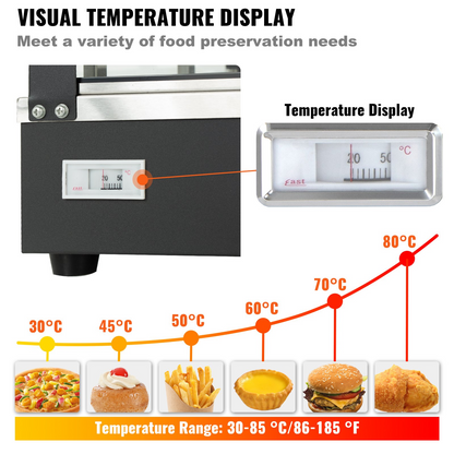 VEVOR Commercial Food Warmer Display, 3 Tiers, 1800W Pizza Warmer w/ 3D Heating 3-Color Lighting Bottom Fan, Countertop Pastry Warmer w/Temp Knob Display 0.6L Water Tray, Stainless Frame Glass Doors