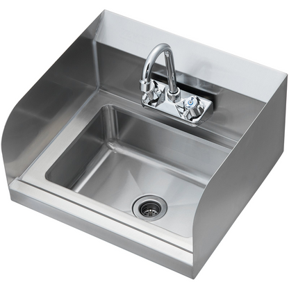 VEVOR Commercial Hand Sink with Faucet and Side Splash, NSF Stainless Steel Sink for Washing, Small Hand Washing Sink, Wall Mount Hand Basin for Restaurant, Kitchen, Bar, Garage and Home, 17x12.8 inch