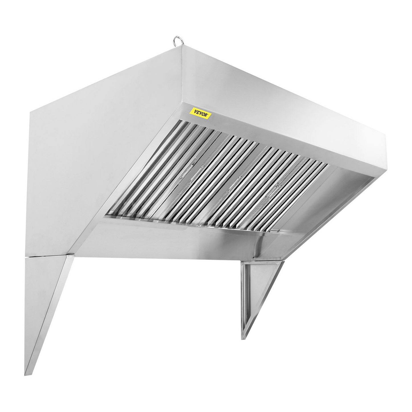 VEVOR Commercial Exhaust Hood, 8FT Food Truck Hood Exhaust, 201 Stainless Steel Concession Trailer Hood with 4 Detachable U-shaped Grid Oil Filter Mesh, Rust Resistant Vent Hood for Kitchen Restaurant