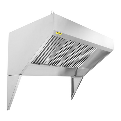 VEVOR Commercial Exhaust Hood, 8FT Food Truck Hood Exhaust, 201 Stainless Steel Concession Trailer Hood with 4 Detachable U-shaped Grid Oil Filter Mesh, Rust Resistant Vent Hood for Kitchen Restaurant