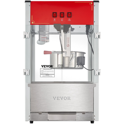 VEVOR Popcorn Popper Machine 12 Oz Countertop Popcorn Maker 1440W 80 Cups Red