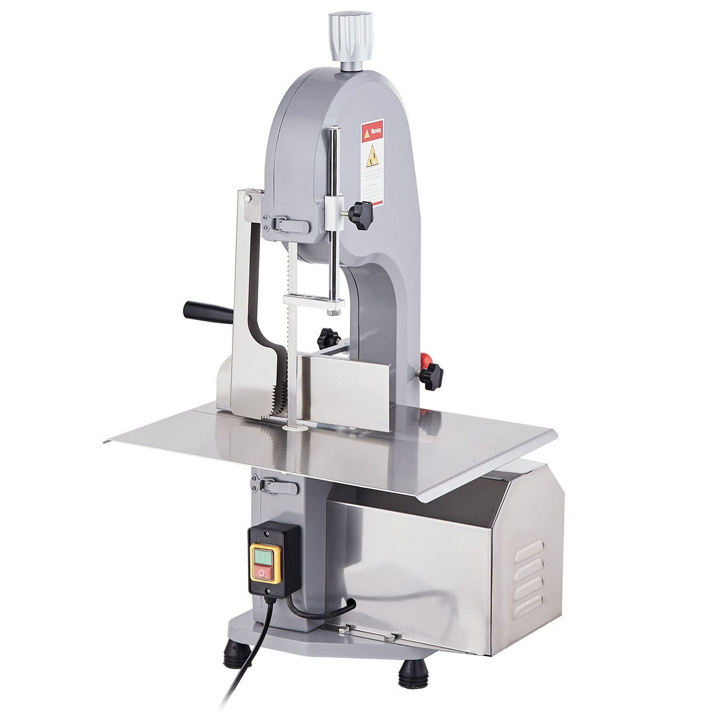 VEVOR Commercial Electric Meat Bandsaw, 1500W Stainless Steel Countertop Bone Sawing Machine, Workbeach 19.3" x 15", 0.16-7.9 Inch Cutting Thickness, Frozen Meat Cutter with 6 Blades for Rib Pork Beef