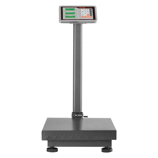 VEVOR Computing Digital Platform Scale, 660 lbs Load, 0.1 lbs Accuracy Computing Floor Scale with LB/KG, Tare, Price Calculator, Stainless Steel High-Definition Display for Boxes, Luggages, FCC Listed