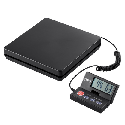 VEVOR Digital Shipping Scale, 110 lbs x 0.07 oz. Heavy Duty Postal Scale with Timer, Tare, Hold Function, 90° Foldable LCD Screen Package Scale for Laggage, Home, Post Office, AC/DC Powered, FCC Liste