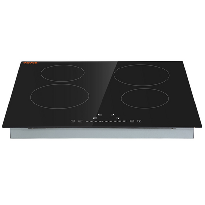 VEVOR Built in Electric Stove Top, 23.2 x 20.5 inch 4 Burners, 240V Glass Radiant Cooktop with Sensor Touch Control, Timer & Child Lock Included, 9 Power Levels for Simmer Steam Slow Cook Fry