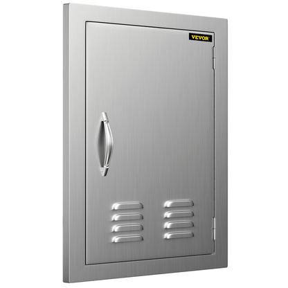 VEVOR BBQ Access Door 17 x 24 Inch Vertical Island Door with Vents Stainless Steel Single Access Door Flush Mount Outdoor Kitchen