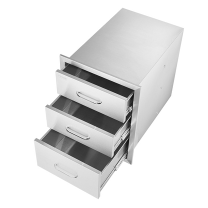 VEVOR 18x20.5 Inch Outdoor Kitchen Stainless Steel Triple Access BBQ Drawers with Chrome Handle, 18 x20.5 x 23 Inch