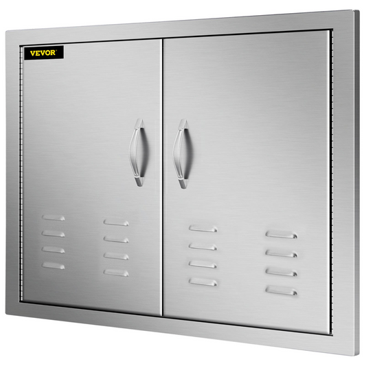 VEVOR 30W x 21H Inch Double Door with Vents BBQ Access Door Stainless Steel Outdoor Kitchen Doors for BBQ Island