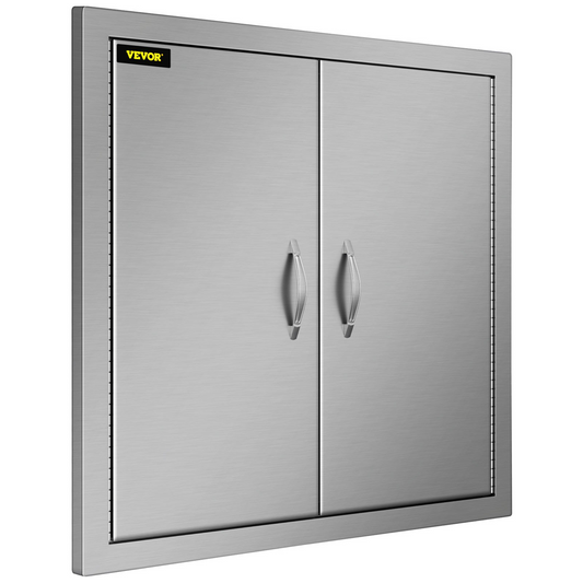 VEVOR Outdoor Kitchen Access 26"x 24" Wall Construction Stainless Steel Flush Mount for BBQ Island, 26inch x 24inch, Double Door