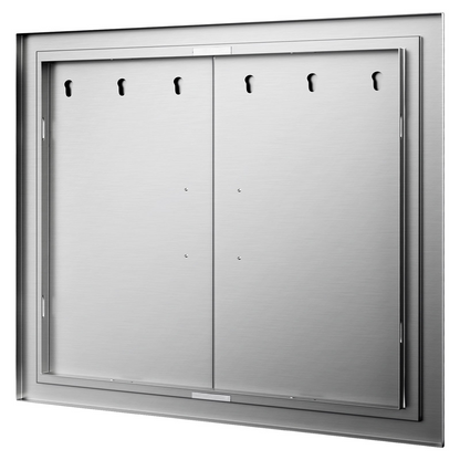 VEVOR Outdoor Kitchen Access 26"x 24" Wall Construction Stainless Steel Flush Mount for BBQ Island, 26inch x 24inch, Double Door