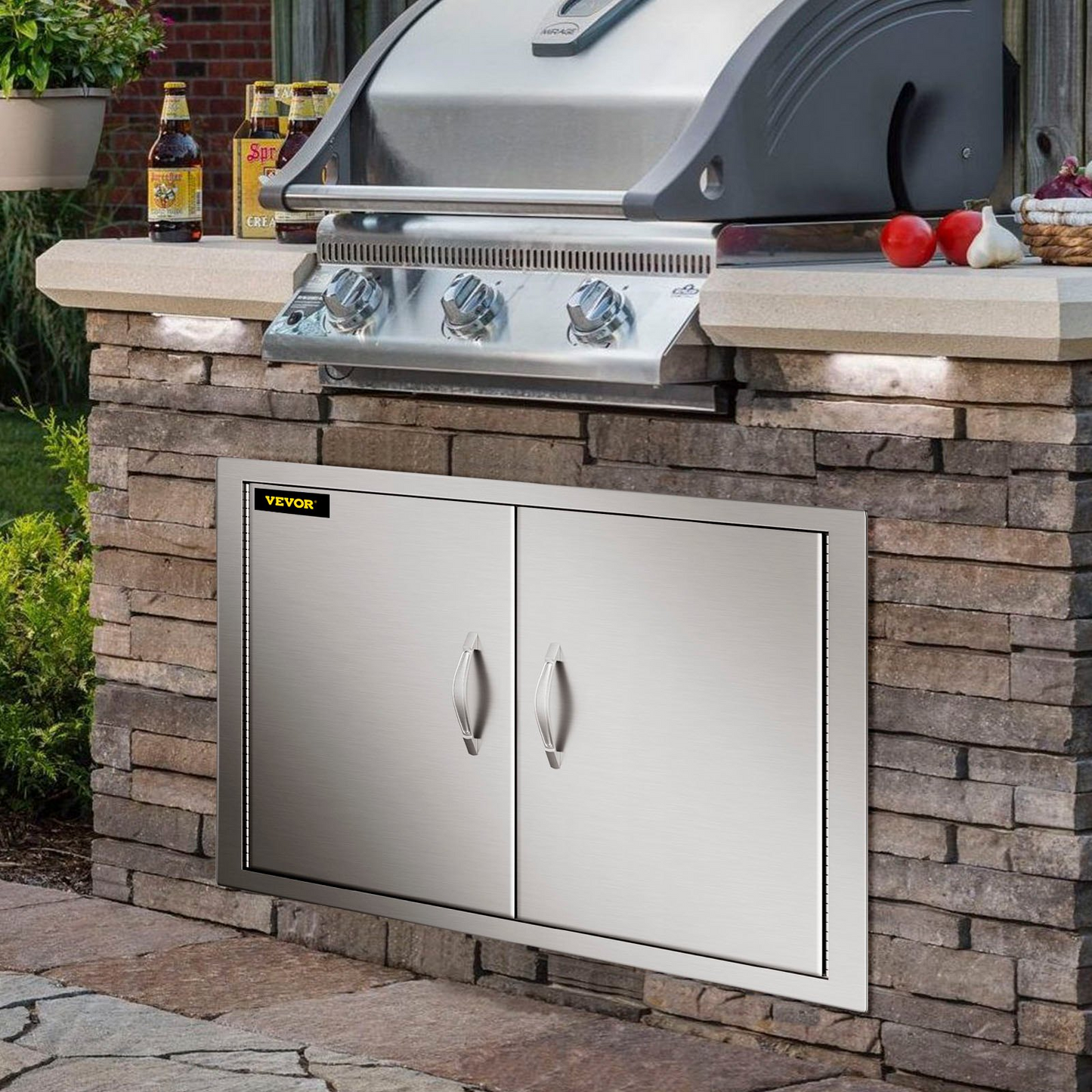 VEVOR Outdoor Kitchen Access 30.5"X 21" Wall Construction Stainless Steel Flush Mount for BBQ Island, 30.5inch x 21inch, Double Door