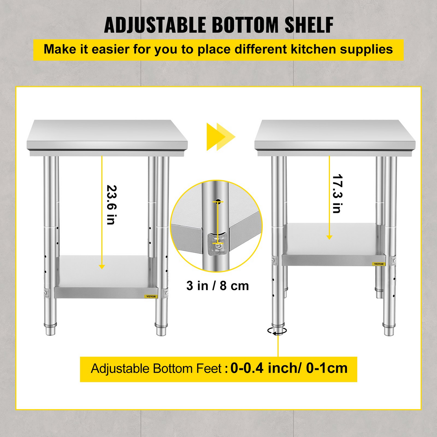 Stainless Steel Commercial Kitchen Work Food Prep Table 24"x 24"