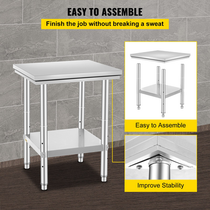 Stainless Steel Commercial Kitchen Work Food Prep Table 24"x 24"