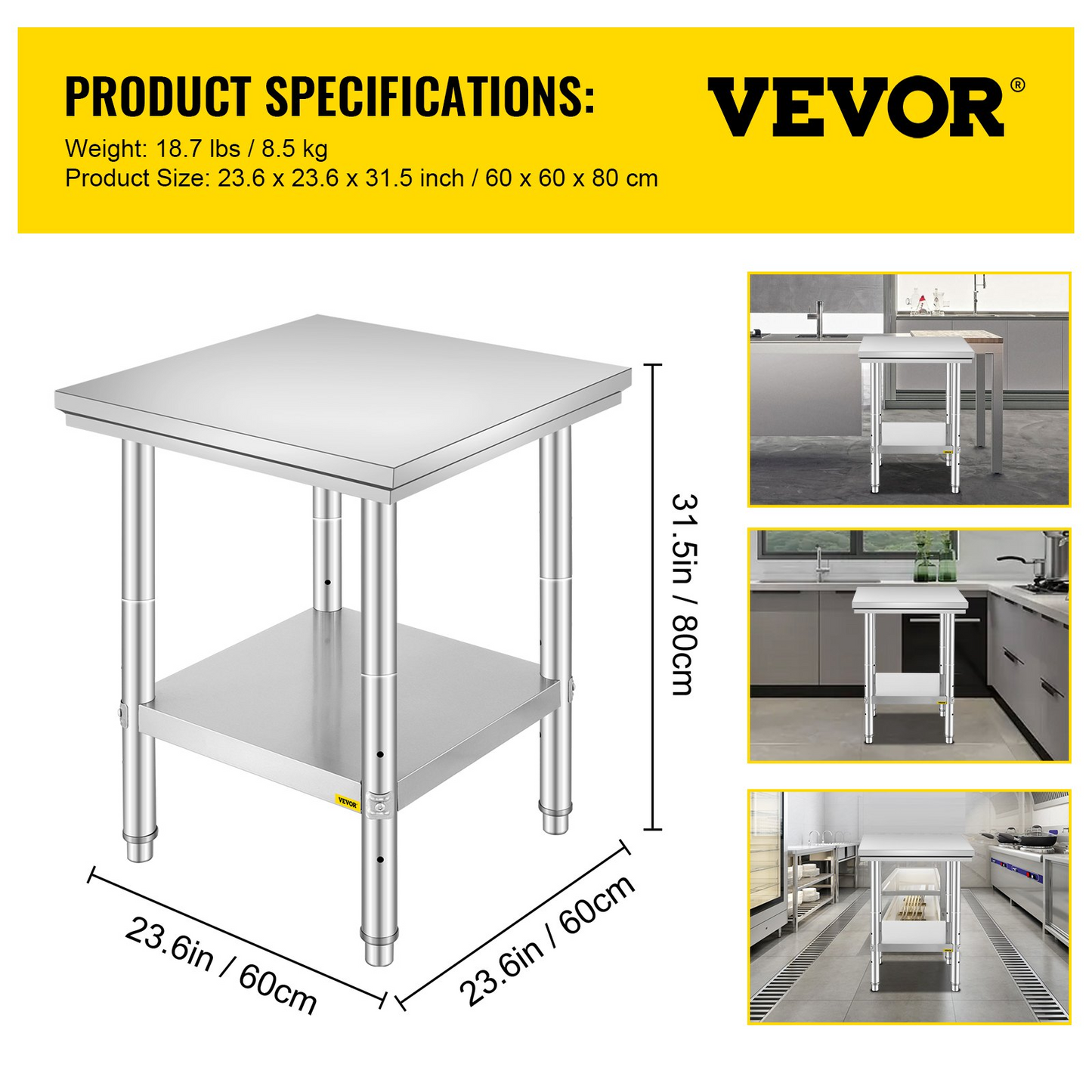 Stainless Steel Commercial Kitchen Work Food Prep Table 24"x 24"