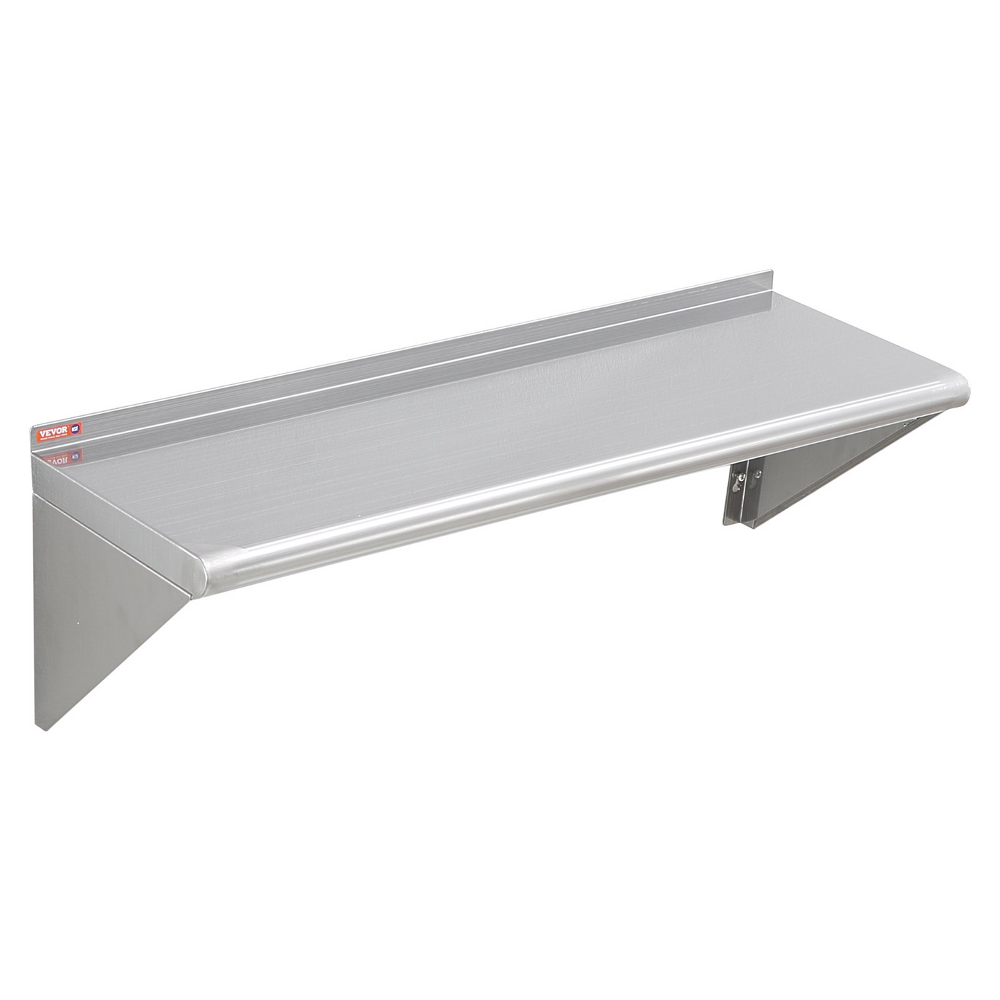 VEVOR 12" x 36" Stainless Steel Shelf, Wall Mounted Floating Shelving with Brackets, 250 lbs Load Capacity Commercial Shelves, Heavy Duty Storage Rack for Restaurant, Kitchen, Bar, Home, and Hotel