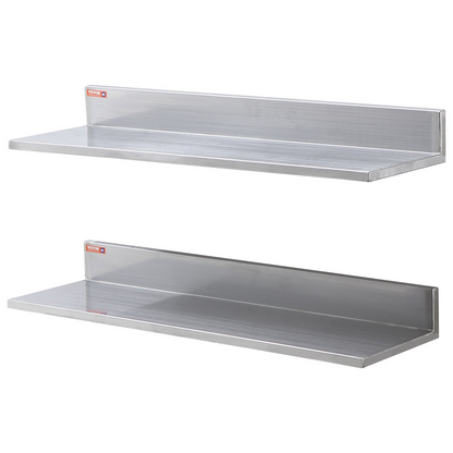 VEVOR 8.6" x 30" Stainless Steel Shelf, Wall Mounted Floating Shelving with Backsplash, 44 lbs Load Capacity Commercial Shelves, Heavy Duty Storage Rack for Restaurant, Kitchen, Bar, Home, and Hotel (2 Packs)