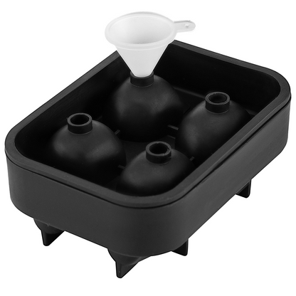 VEVOR Skull Ice Cube Tray, 4-Grid Skull Ice Ball Maker, Flexible Black Silicone Ice Tray with Lid & Funnel, Funny Skull Ice Cubes 1.6"x1.8" Each for Beverage, Chocolate, etc. on Parties & Holidays