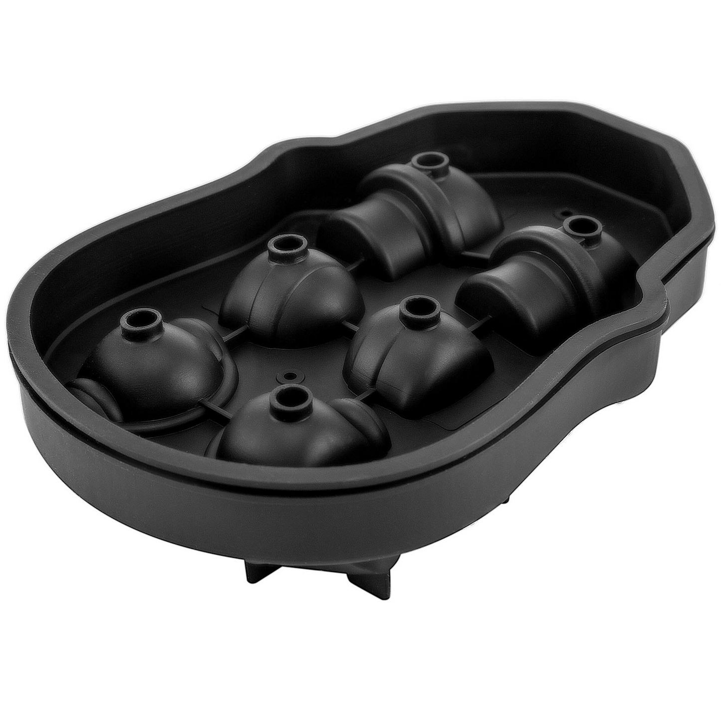 VEVOR Skull Ice Cube Tray, 6-Grid Skull Ice Ball Maker, Flexible Black Silicone Ice Tray with Lid & Funnel, Skull Ice Cubes in 3 Distinct Patterns for Beverages & Chocolates on Parties & Holidays