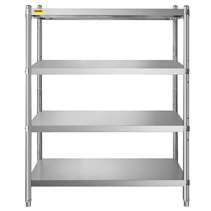 VEVOR Stainless Steel Shelving 48x24x59 Inch 4 Tier Adjustable Shelf Storage Unit Stainless Steel Heavy Duty Shelving for Kitchen Commercial Office Garage Storage 330lb Per Shelf