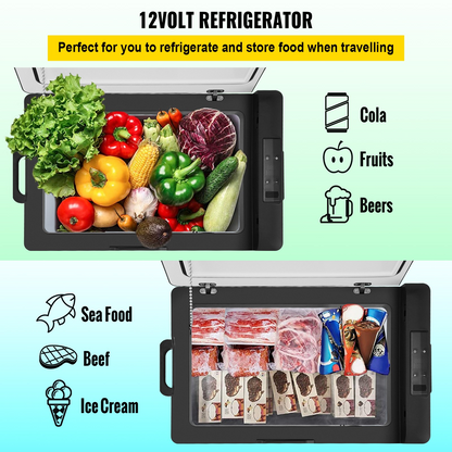 VEVOR 12 Volt Refrigerator, Portable Refrigerator (-4℉~68℉) With APP Control Car Compressor Fridge Cooler 12V/24V DC and 110-220V AC For Camping, Road Trip, Boat, Skincare, Outdoor and Home (42 Quart)