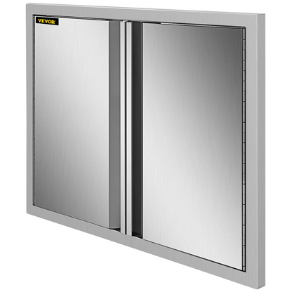 VEVOR BBQ Access Door 24 x 24 Inch, Double BBQ Door Stainless Steel with Recessed Handle, Outdoor Kitchen Doors for BBQ Island, Grill Station, Outside Cabinet