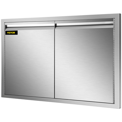 VEVOR Double Access Door, 30''Wx21''H Outdoor Kitchen Door, Double Wall Stainless Steel Outdoor Cabinets with Hooks, Brushed Steel Access Door BBQ Doors, Easy to Install for BBQ Island Grill Station