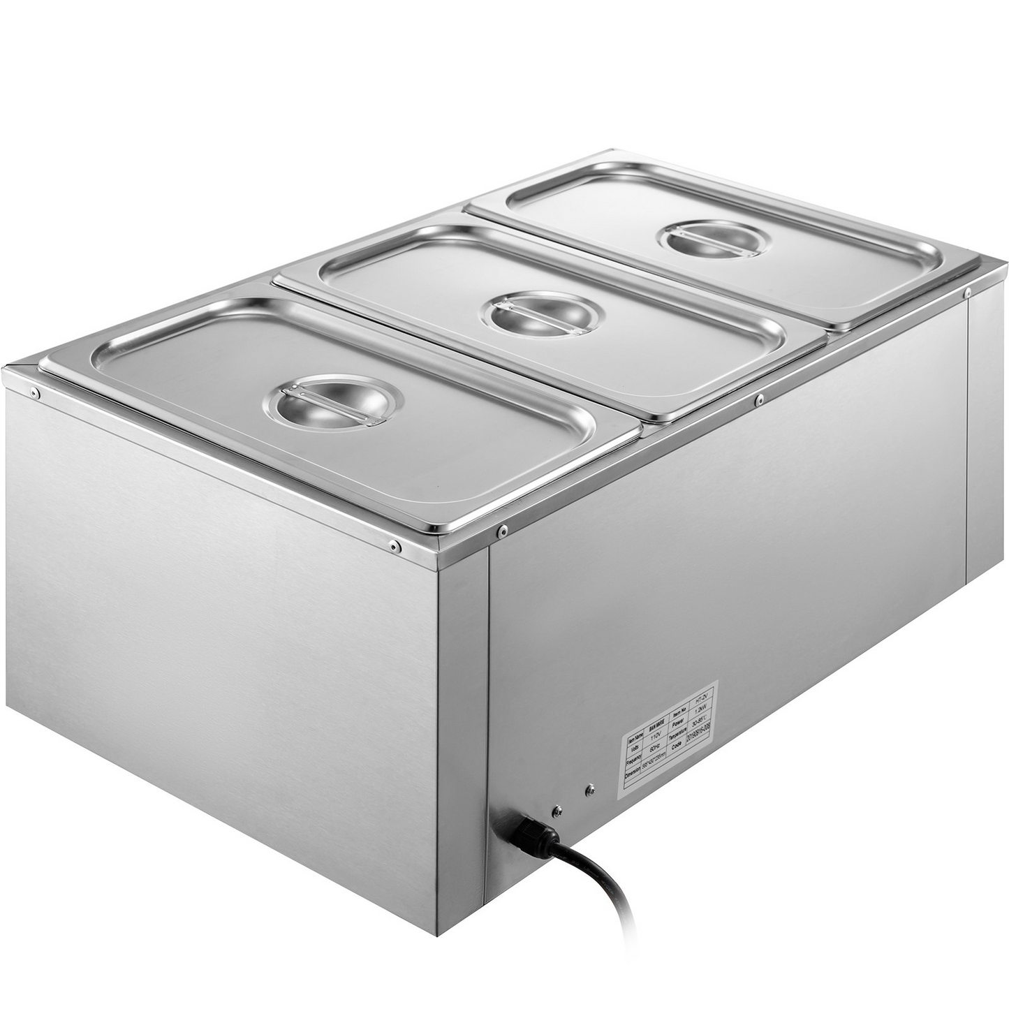 VEVOR Commercial Food Warmer 3-Pan 850W Electric Countertop Steam Table 15cm/6inch Deep Stainless Steel Bain Marie Buffet Food Warmer Large Capacity 7 Quart/Pan for Catering and Restaurants