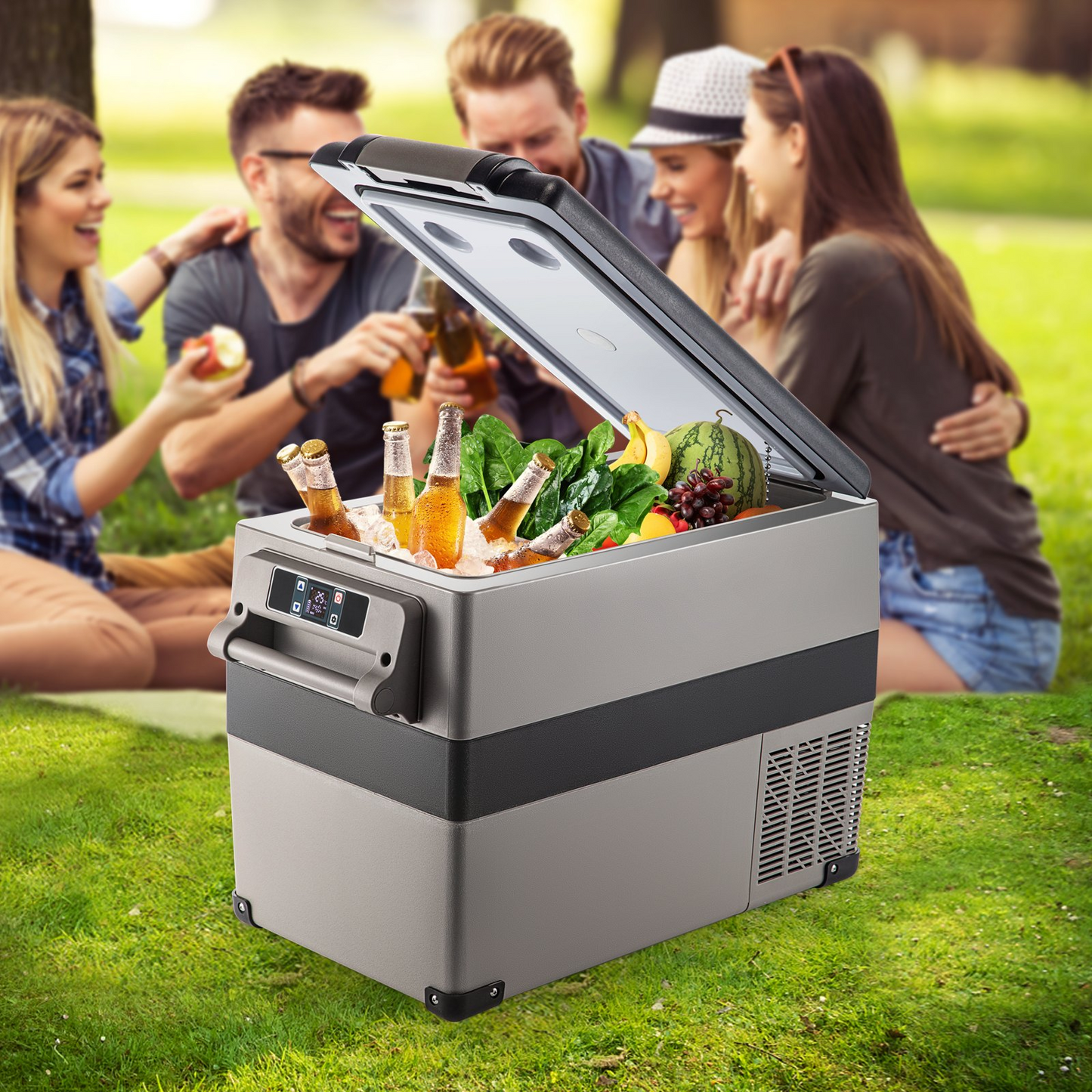 VEVOR 12 Volt Refrigerator 45L(48qt) Fast Cooling Portable Freezer with App Control(-4℉~68℉) Car Fridge with 12/24v DC & 110-240v AC for Travel, Camping and Home Use, 48 Quart, Black