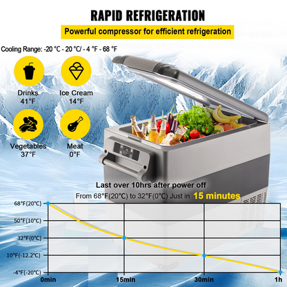 VEVOR 12 Volt Refrigerator, 58 Quart Car Refrigerator, Dual Zone Portable Refrigerator,RV Refrigerator with 12/24V DC and 110-240V AC, Freezer Fridge Cooler, for Car, RV, Camping and Home Use