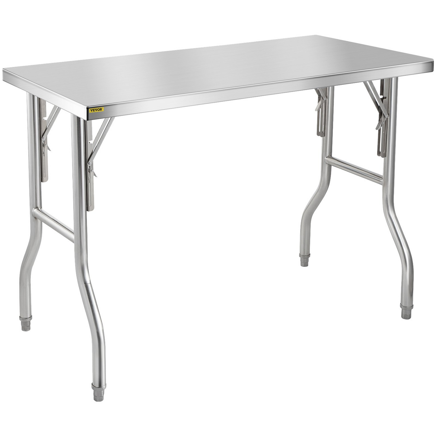 VEVOR 48 x 30 Inch Folding Commercial Prep Table Commercial Worktable Workstation, Heavy-Duty Stainless Steel Folding Table with 220 lbs Load, Silver Stainless Steel Kitchen Island，Kitchen Work Table