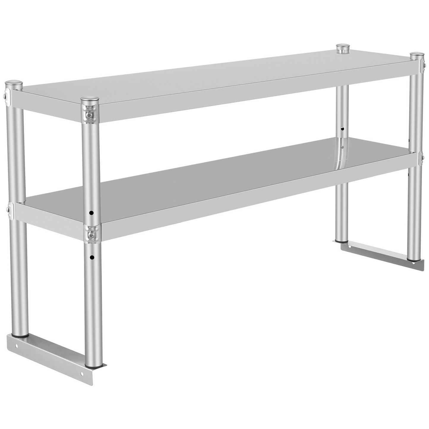 VEVOR Double Overshelf, Double Tier Stainless Steel Overshelf, 48 x 12 x 24 in Double Deck Overshelf, Height Adjustable Overshelf for Prep & Work Table in Kitchen, Restaurant