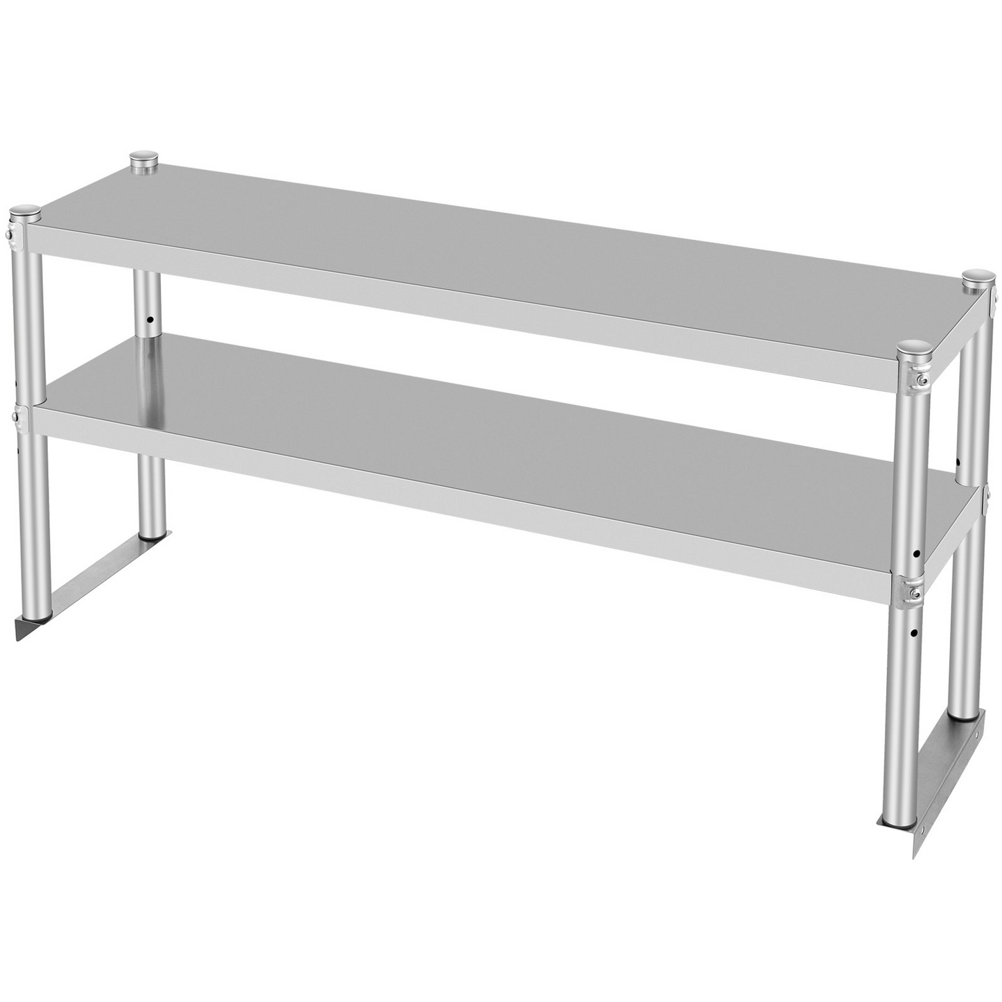 VEVOR Double Overshelf, Double Tier Stainless Steel Overshelf, 48 x 12 x 24 in Double Deck Overshelf, Height Adjustable Overshelf for Prep & Work Table in Kitchen, Restaurant