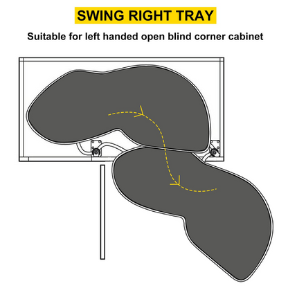 VEVOR Swing Right Blind Corner Cabinet Pull Out for 36 inch Cabinet, 2 Tier Swing Tray Blind Kitchen Cabinet, Soft Close Cloud Blind Organizer for Left Handed Open Blind Corner Cabinet