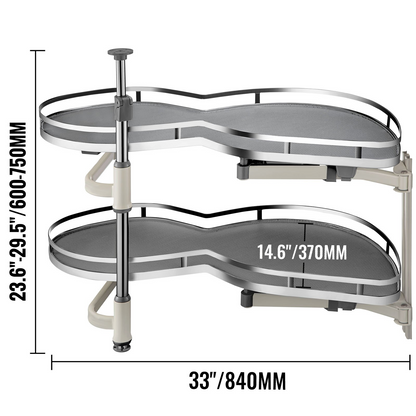 VEVOR Swing Right Blind Corner Cabinet Pull Out for 36 inch Cabinet, 2 Tier Swing Tray Blind Kitchen Cabinet, Soft Close Cloud Blind Organizer for Left Handed Open Blind Corner Cabinet