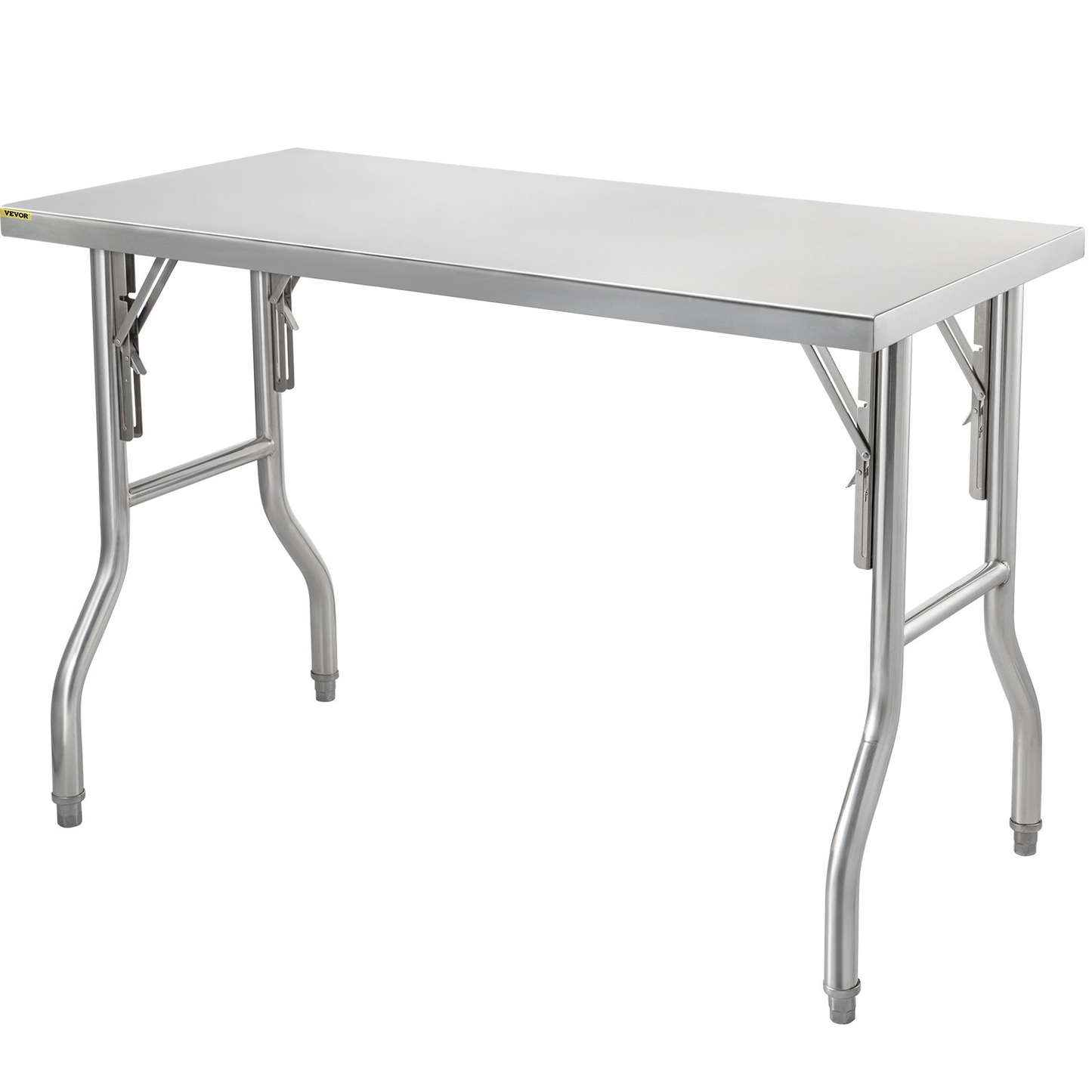 VEVOR Commercial Worktable Workstation 48 x 24 Inch Folding Commercial Prep Table, Heavy-duty Stainless Steel Folding Table with 661 lbs Load, Kitchen Work Table, Silver Stainless Steel Kitchen Island