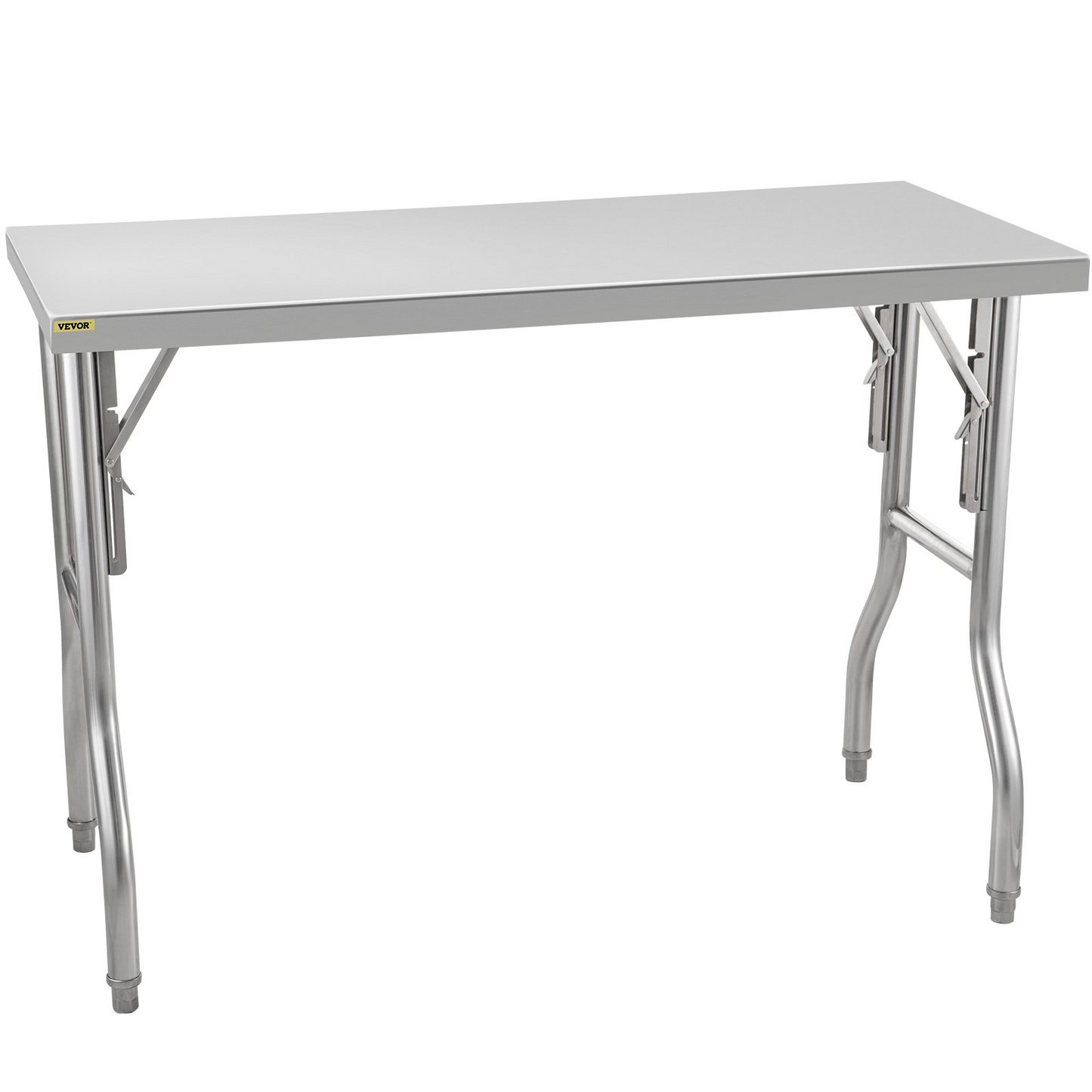 VEVOR Commercial Worktable Workstation 48 x 24 Inch Folding Commercial Prep Table, Heavy-duty Stainless Steel Folding Table with 661 lbs Load, Kitchen Work Table, Silver Stainless Steel Kitchen Island