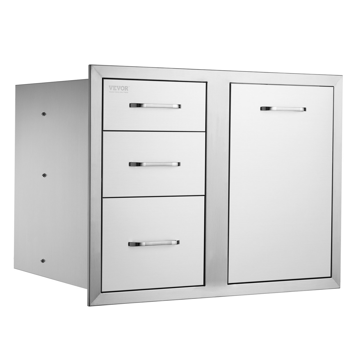 VEVOR Outdoor Kitchen Door Drawer Combo 29.5" W x 22.6" H x 21.7''D, Access Door/Triple Drawers with Propane Drawer and Adjustable Garbage Ring, Perfect for BBQ Island Patio Grill Station